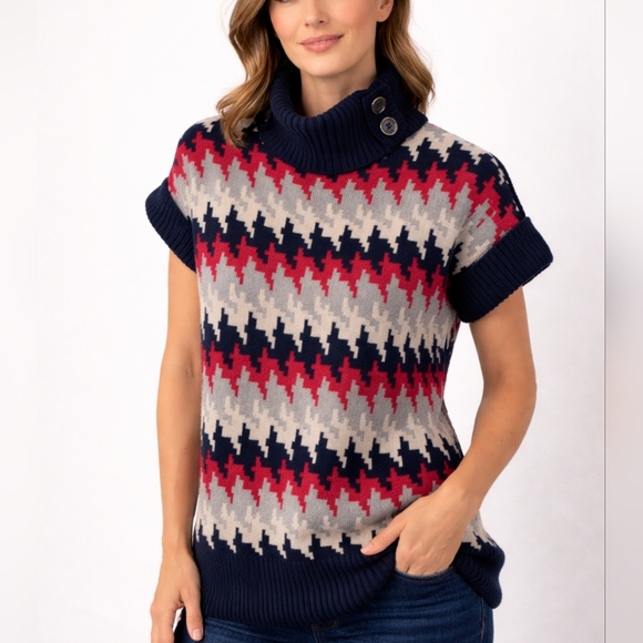 Simons Sweaters - SIMONS HOUNDSTOOTH PULL SIZE X LARGE
